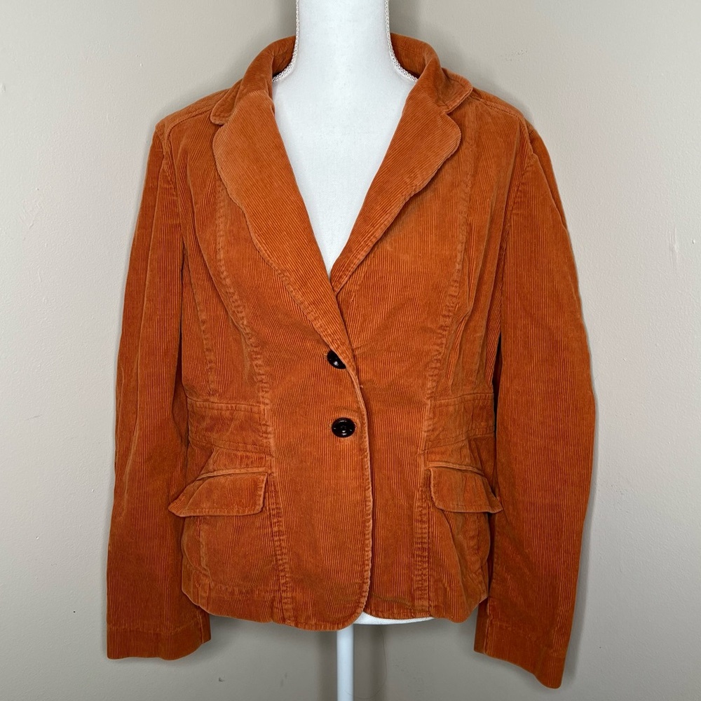 Villager Burnt Orange Corduroy Two Button Blazer